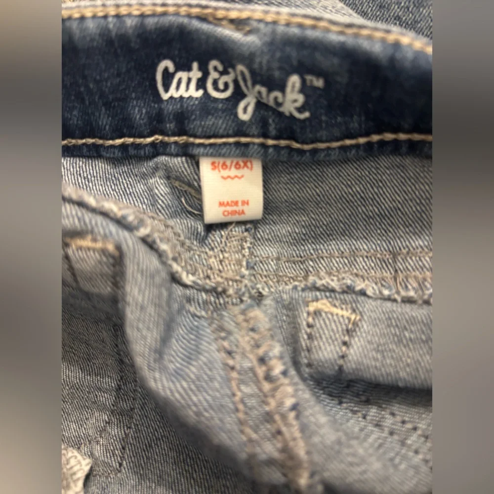 Cat & Jack Blue Denim Cotton Girls' Scalloped Embroidered Hem Skirt Size 6X